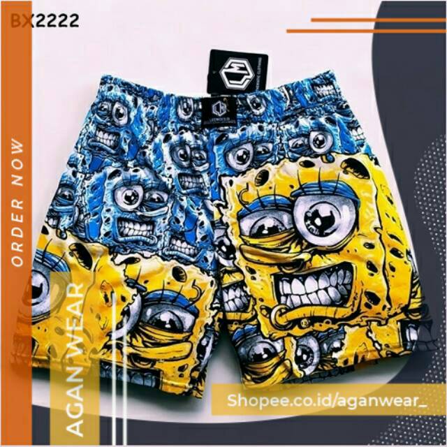BOXER KOLOR MOTIF SURFING KARTUN SPONGEBOB CELANA KOLOR UNISEX