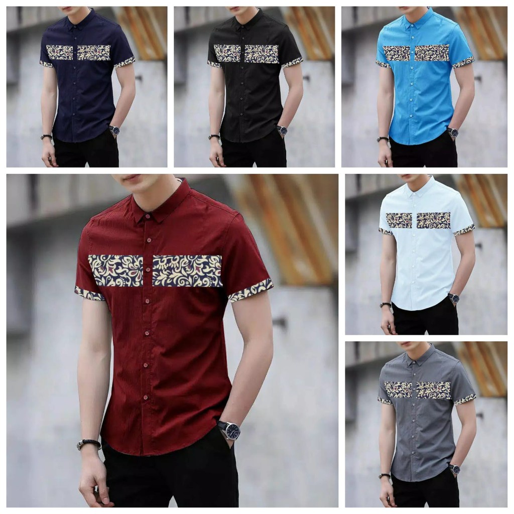 Kemeja Pria Polos Koko 5xl Daun Branded Jumbo F1Y9 Kasual Kotak Casual Kekinian Motif Terbaru Bordir
