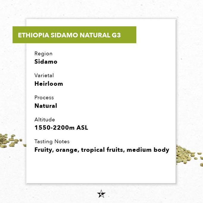 

Kopi- Arabica Green Beans - Ethiopia Sidamo G3 Natural 1Kg -Biji-Kopi.