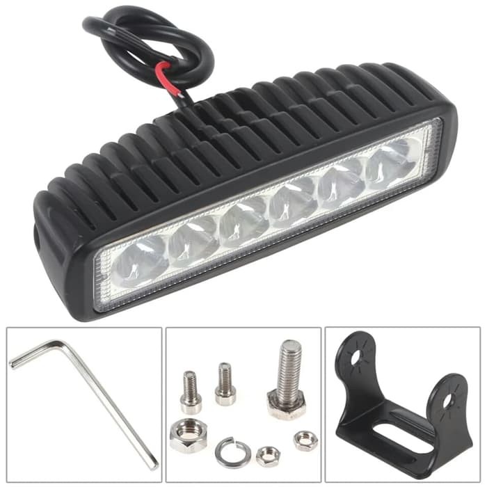 1Pcs Lampu Led Tembak Bar Cree 18W 6 Mata Titik 12V 24V Sorot Offroad