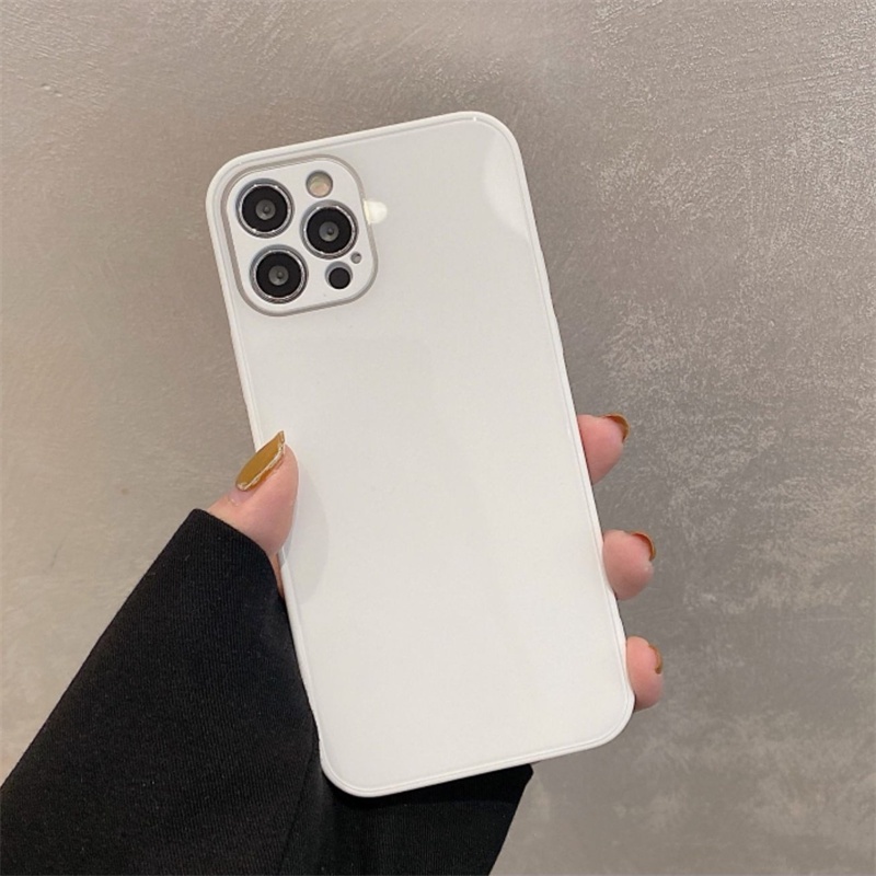 Hard Case Bahan Kaca Dengan Frame Persegi Untuk iPhone 14 13 12 11 Pro X XS MAX XR 6 6S 7 8 Plus