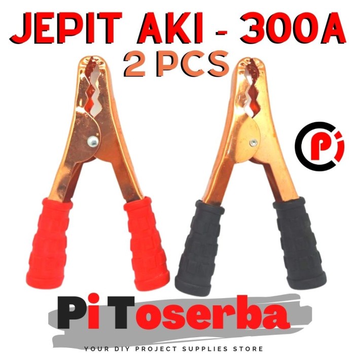 Set Sepasang Jepitan Aki Booster Model Besar Clamp Merah Hitam 300A