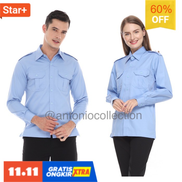 S Baju PDL Biru Muda / Kemeja PDH / Baju PNS / Baju Lapangan Biru Langit  Laris Laku