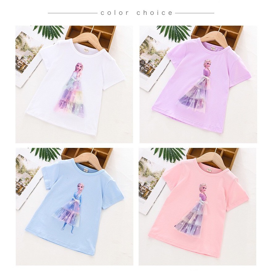 BAJU ANAK PEREMPUAN KAOS T-SHIRT 3D FROZEN ELSA SUMMER STYLE 2021 LQ