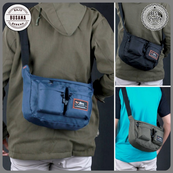 Tas Selempang SlingBag Samping Pria Elbrus Distro Kuliah Ngampus Kerja Santai Buku Hp Camera Keren