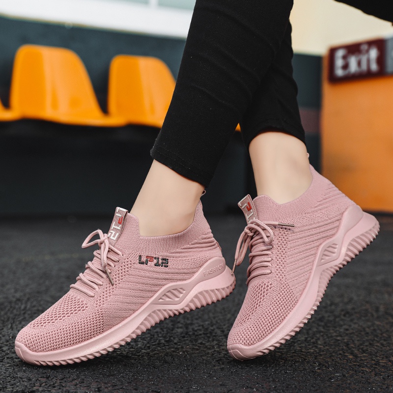 QINGSHUI Sepatu Kets Wanita Berkualitas Tinggi Sepatu Lari Wanita Yang Nyaman Wanita Sneakers Bernapas Sepatu Lari Wanita Kaus Kaki Sneakers Luar Sepatu Olahraga Wanita Slip-on Sepatu Flat Wanita Hiking Sepatu