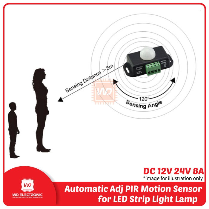 DC 12V 24V 8A Automatic Adjust PIR Motion Sensor IR Infrared Detector