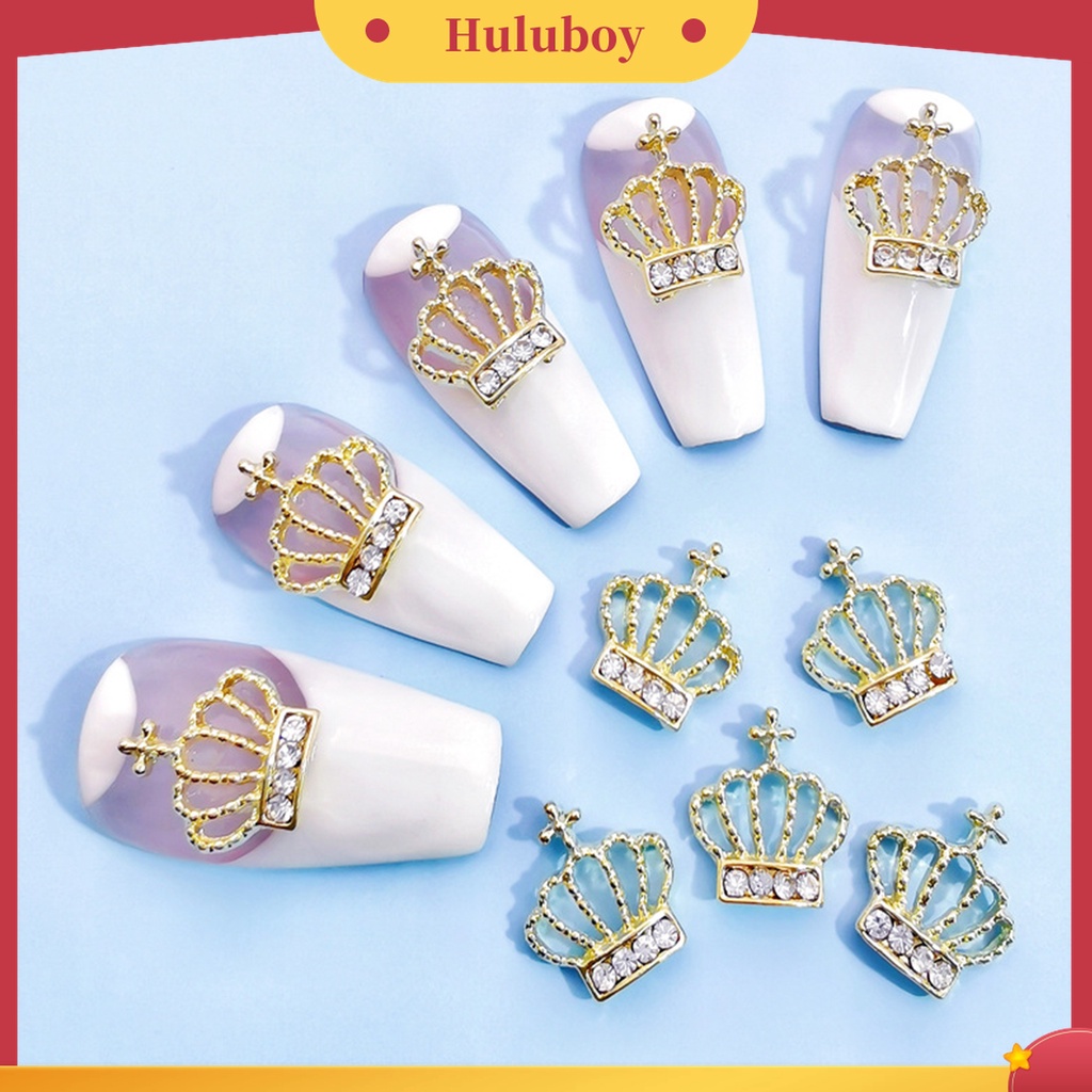 Huluboy Huluboy♡ 10pcs / Kantong Mahkota Dollar 3D Bahan Alloy Aksen Berlian Imitasi Untuk Dekorasi Nail Art