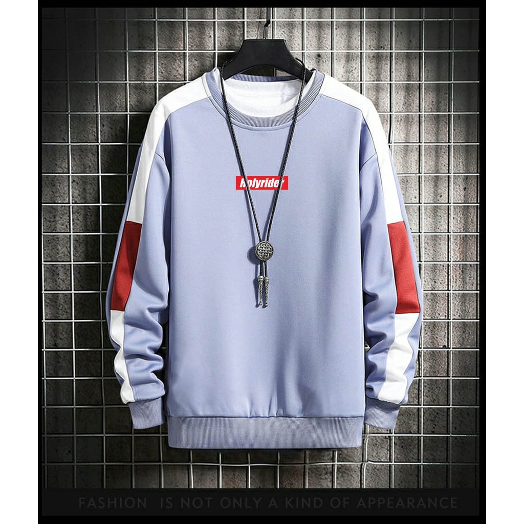 HLRD BLOCK CREWNECK PLAT TANGAN 3D LOGO BORDIR // SWEATER BASIC KOMBINASI