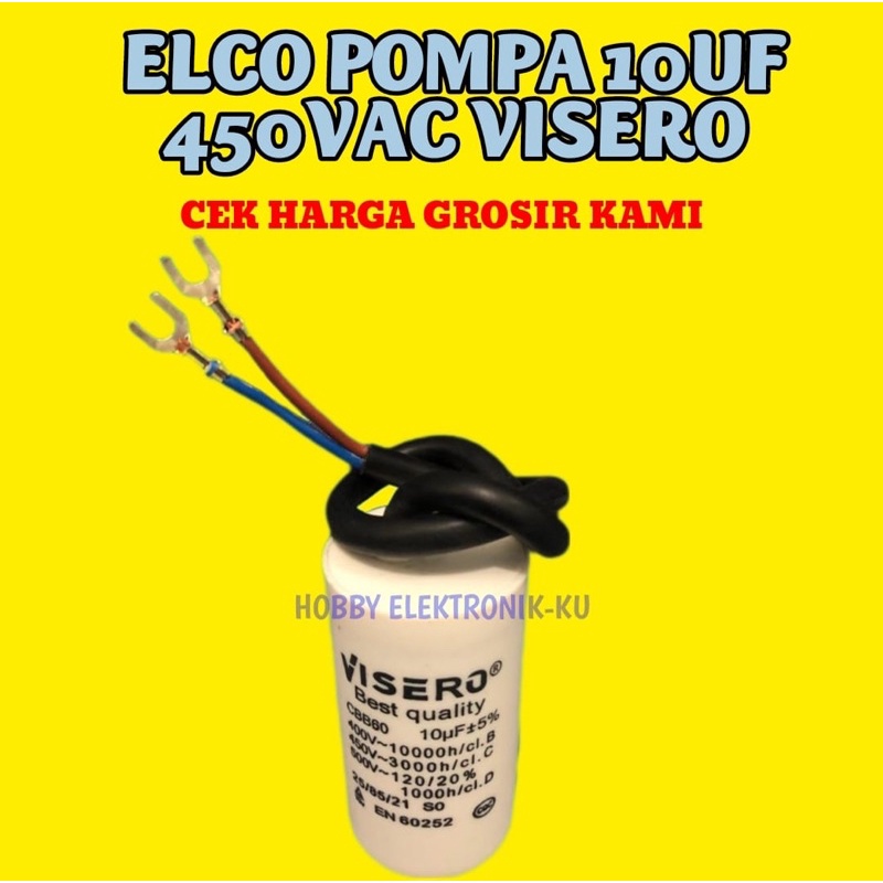 CAPASITOR ELCO POMPA 10UF 450VAC VISERO