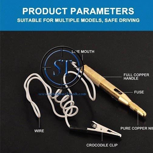 Test Pen Dc 6-24V Electrical Indicator Arus Voltage Tespen Dc Body Besi Gold Lampu Deteksi Positif Tester