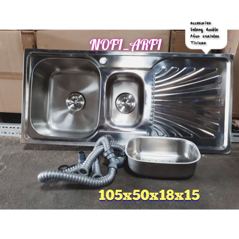 MURAH BAK CUCI PIRING 2 LUBANG/KITCHEN SINK/WASTAFEL CUCI PIRING + TIRISAN DAN KERANJANG