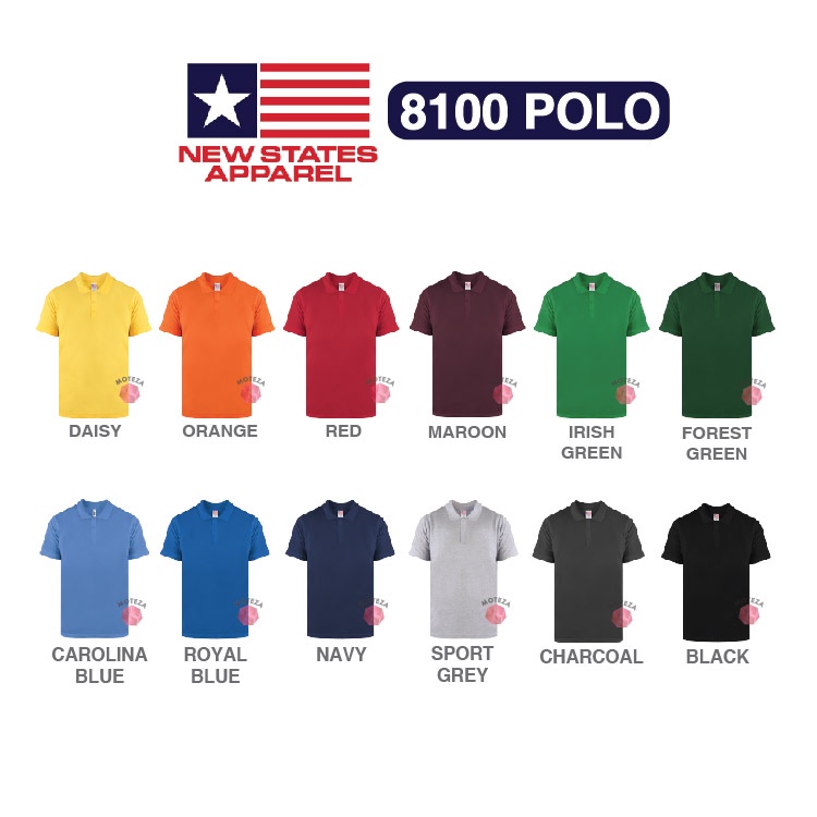 Kaos Kerah POLO Combed 24s - NSA Premium Cotton 8100 - XXL - WARNA - GROSIR