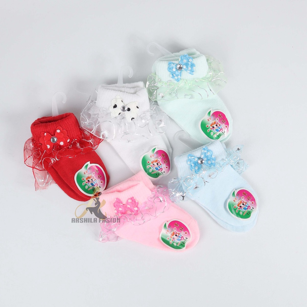 Kaos Kaki Bayi Perempuan Motif Renda 3 In 1 Paket 3 Pcs