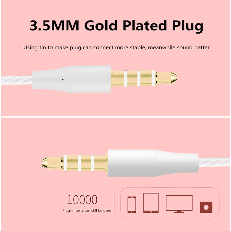 3.5mm Kabel Dengan Mic Musik Call Accessorie HiFi Suara Kawat-Terkontrol In-ear Earphone Universal Untuk Ponsel Android PC Peredam Suara Stereo