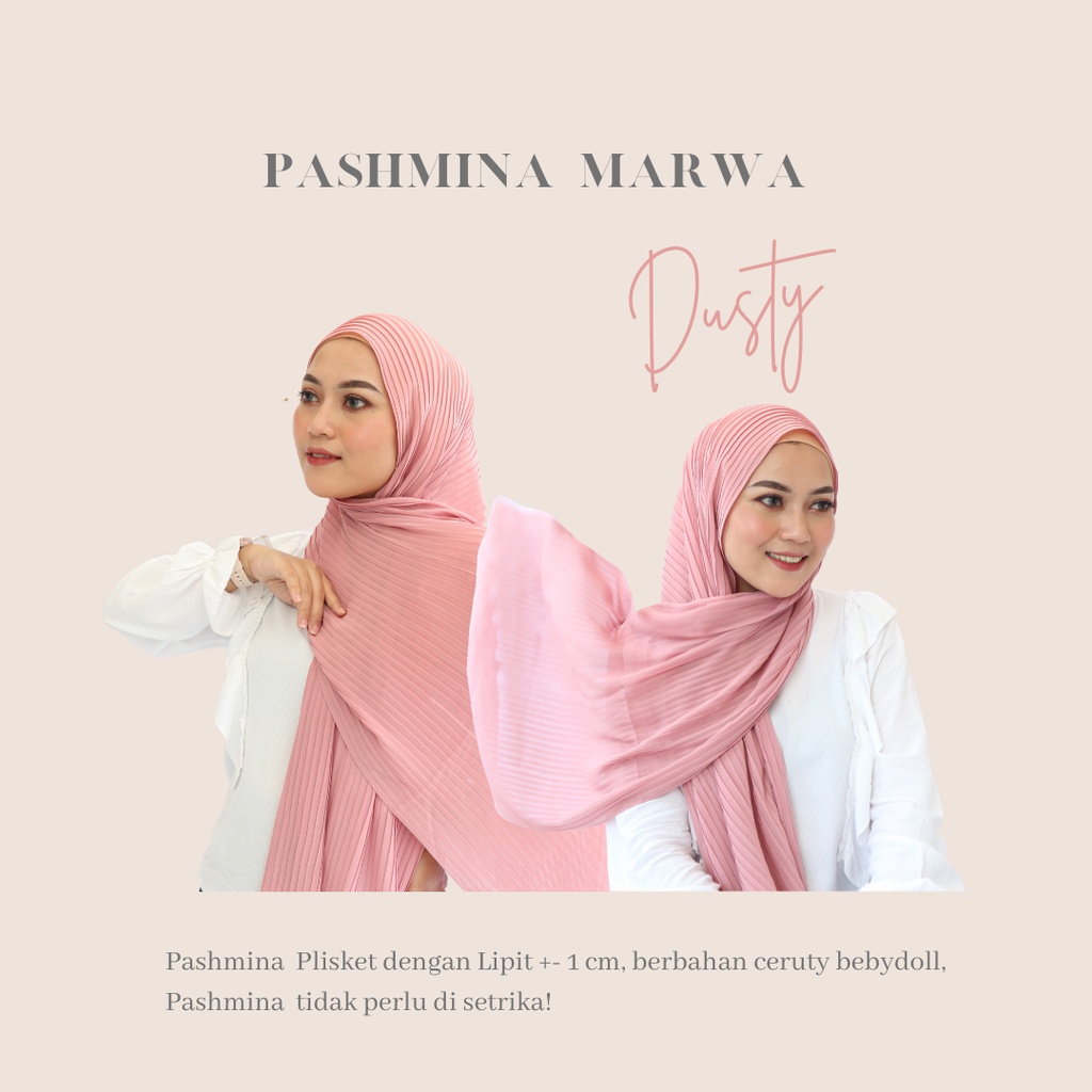 Zelonica pasmina Marwa Pleated Plisket Bahan Premium