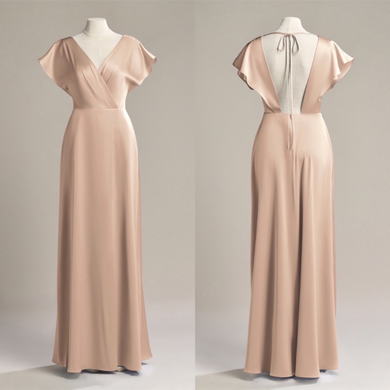 RANA DRESS - Dress pesta wanita elegant satin v neck maxi gown big size jumbo ukuran besar baju dinn