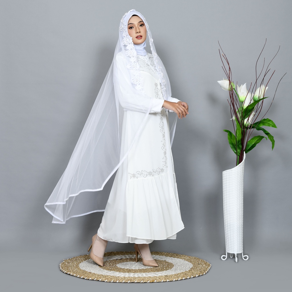 Slayer veil pengantin BORDIR/kerudung pengantin/hijab pengantin elegan/Veil pengantin/jilbab pengantin PUTIH