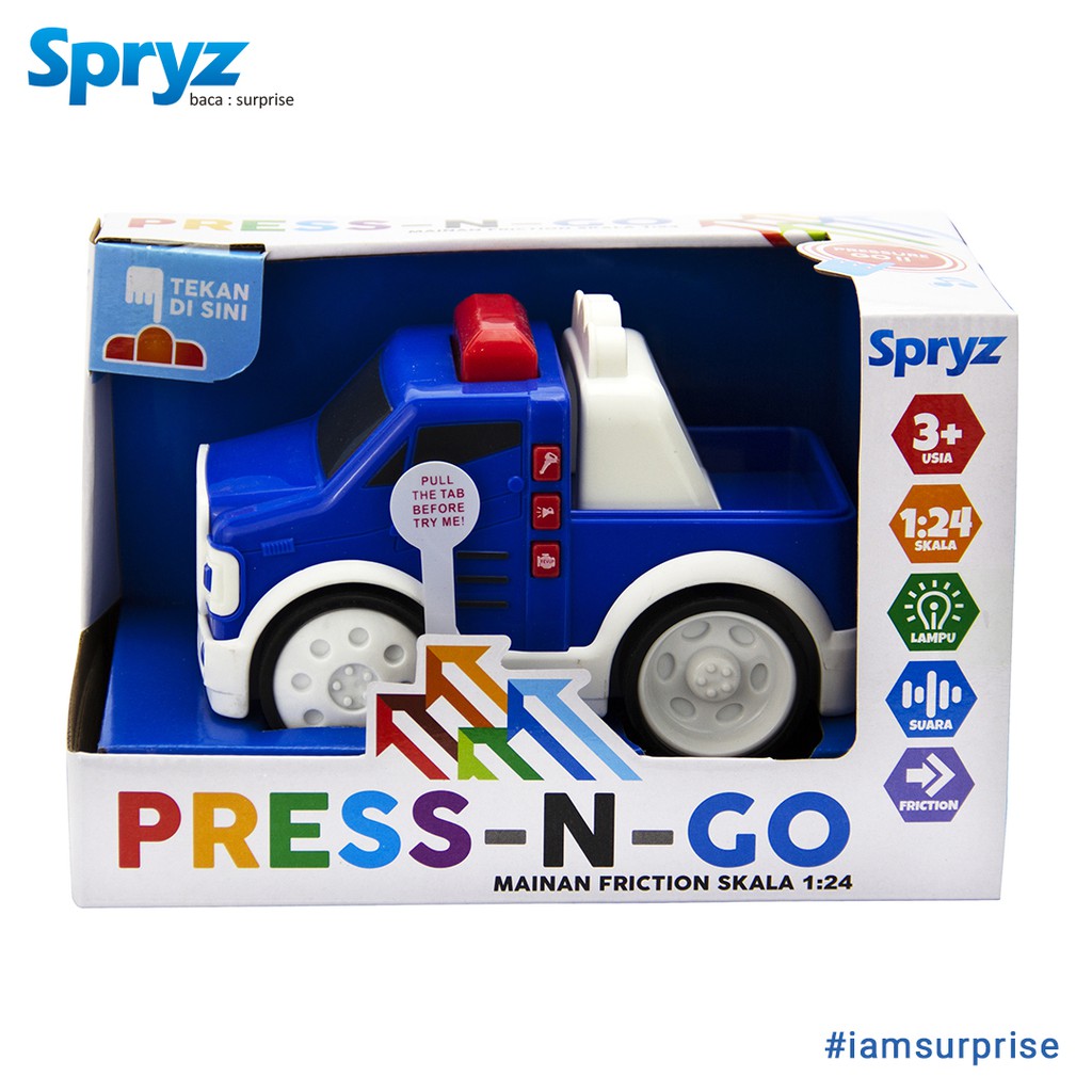 Spryz Press &amp; Go Skala 1:24 Mainan  Mobil Listrik dengan Lampu &amp; Suara