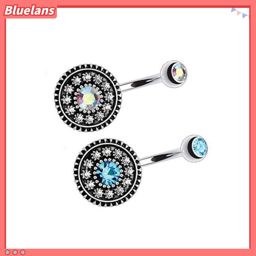 2 Pcs Cincin Tindik Perut Bentuk Bulat Bahan Baja Untuk Wanita