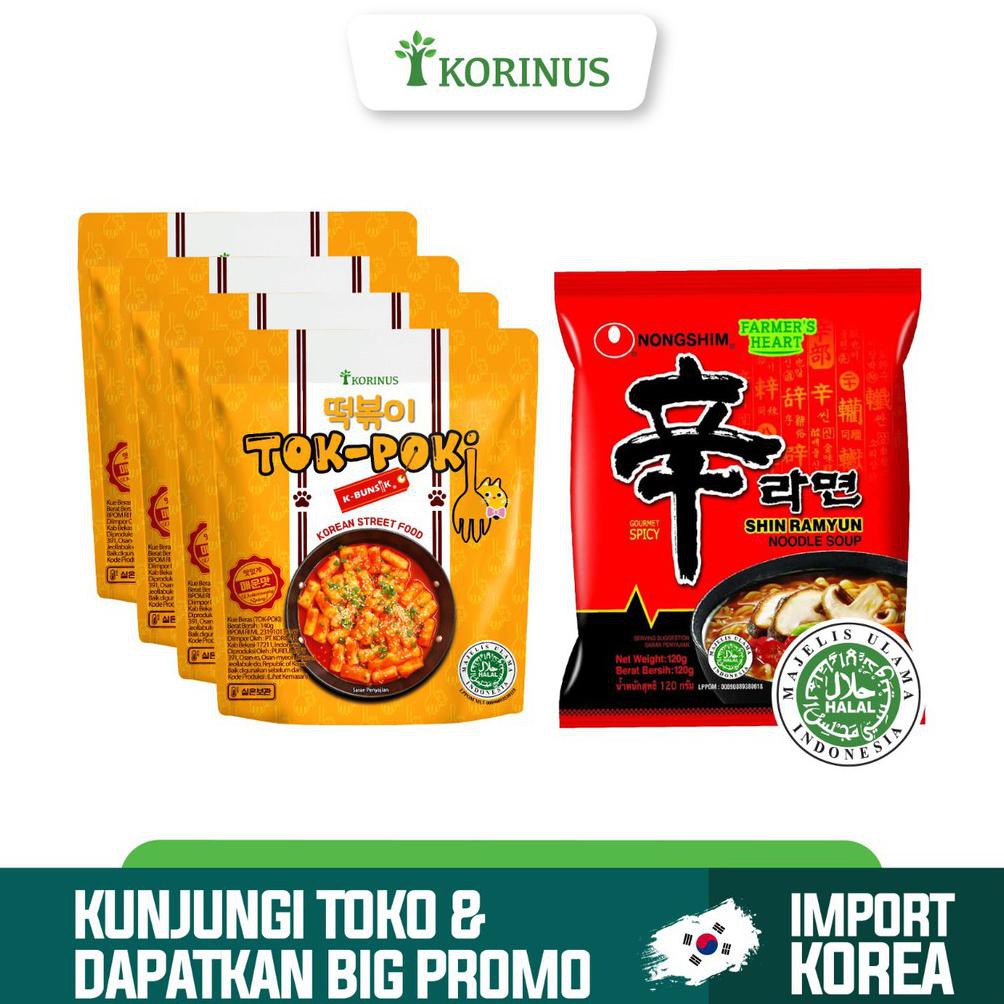 

{BISA COD} Paket Hemat 4 Tokpoki + Nongshim Shin Ramyoen Halal Korea KOMPLIT [Kode 1|Kode 2|Kode