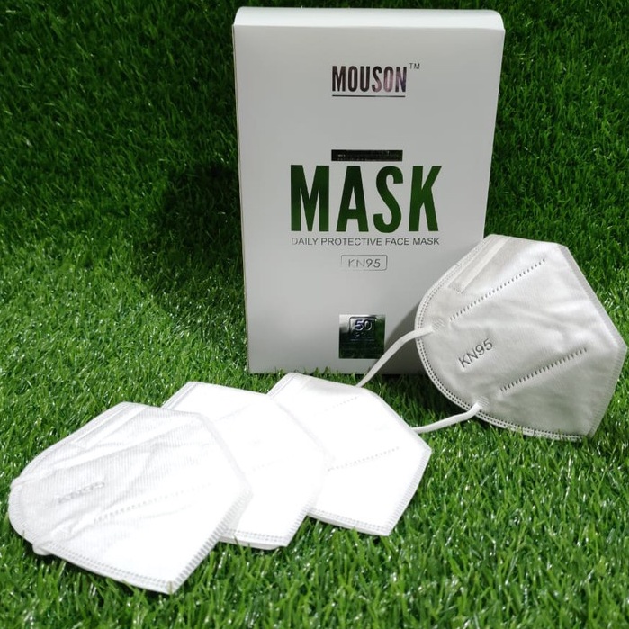 ENZ ® MOUSON MASKER KN95 MOUSON MEDIS GREENBOX EARLOOP WARNA PUTIH PER BOX ISI 50 1136