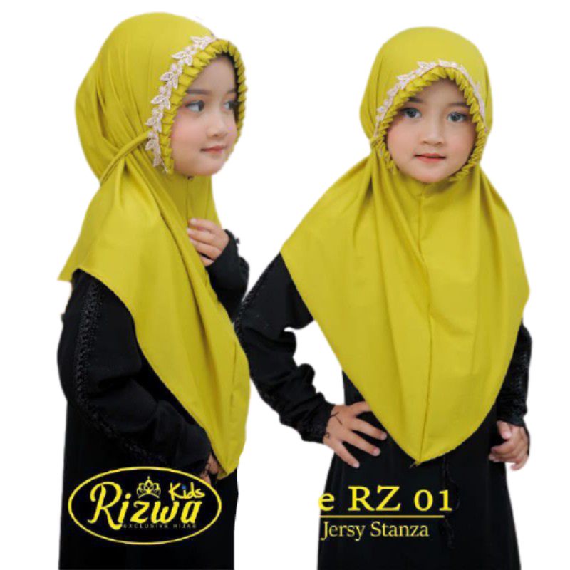 Jilbab bergo kcb lipit renda anak terbaru umur 3-10tahun