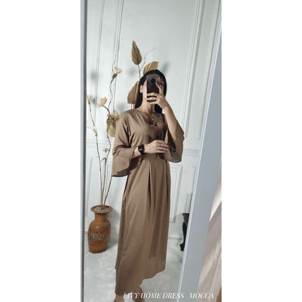 Livia Homedress | Daster Kerut Polos Rayon Tangan Lonceng Kancing Pajang Busui Bumil Friendly Model A Line|Larossa official
