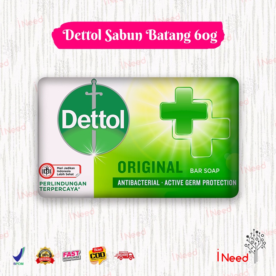 (INEED) (60gr) Dettol sabun batang / bar soap 60gr