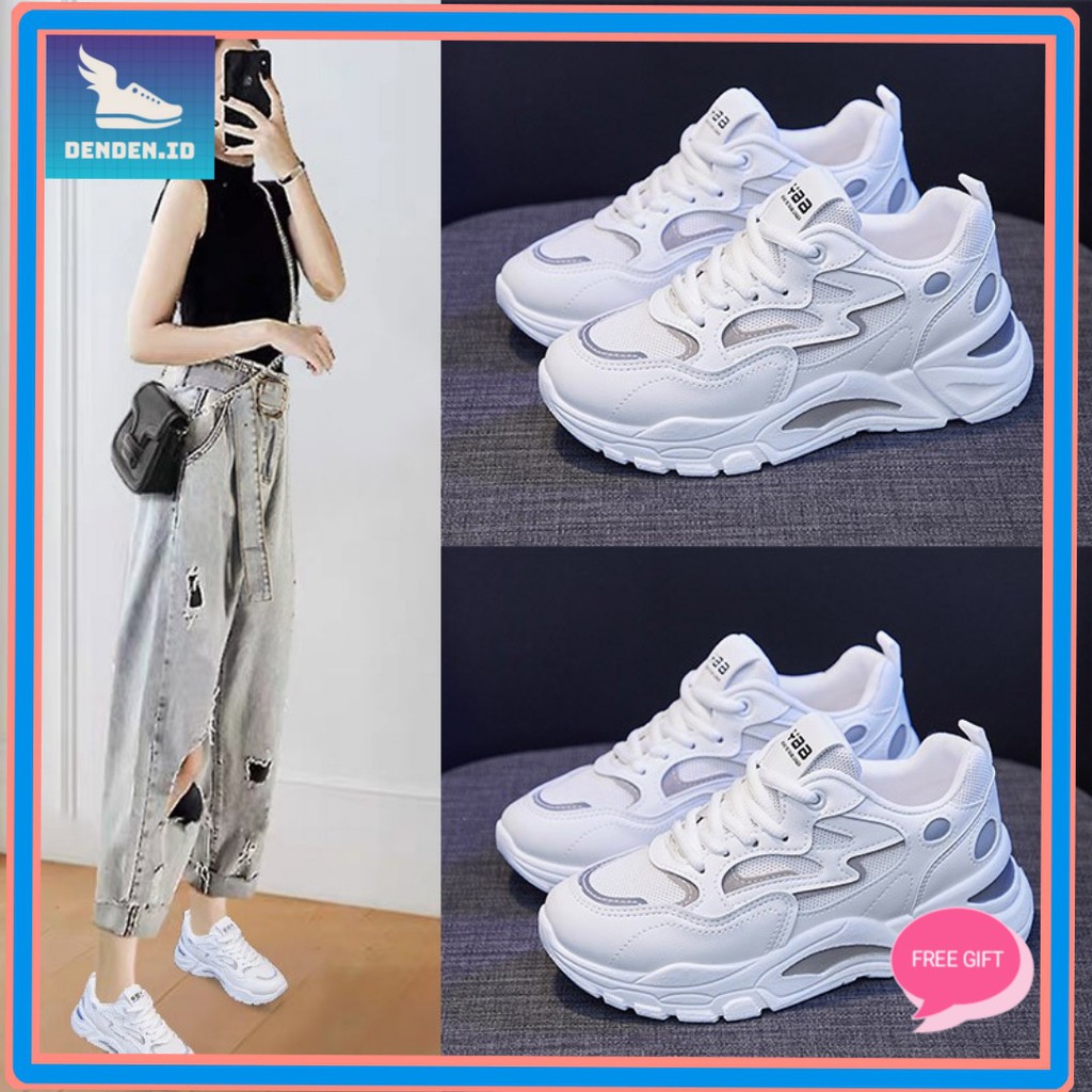 [DENDEN.ID] Sepatu Wanita Sneaker Tinggi Luar Negeri Import Sepatu Olahraga Korea DD1022