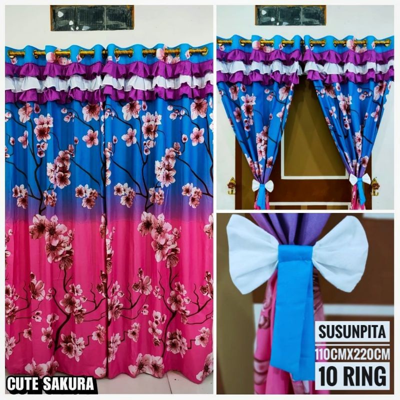 GORDEN RUMBAI SUSUN PITA SEMOKRING 10 MOTIF CUT SAKURA