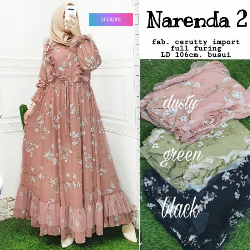 Narenda 2 gamis cantik motif kekinian ori vin