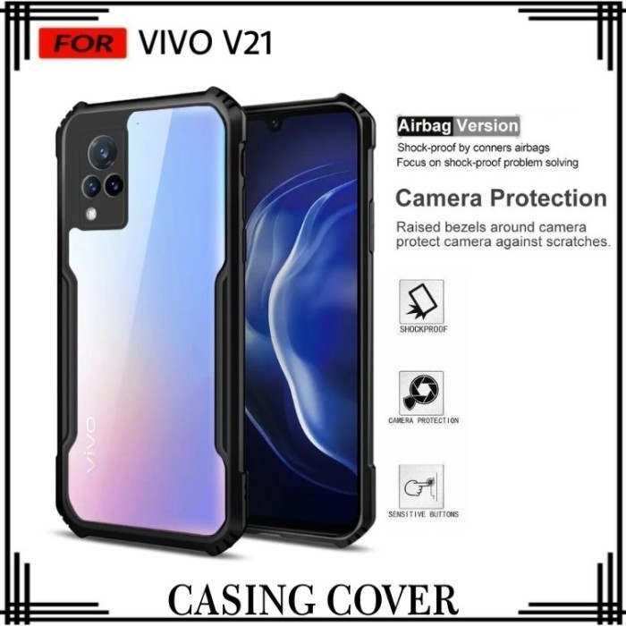 PROMO CASE VIVO V21 (5G) 2021 SHOCKPROOF HITAM PREMIUM CASING COVER ANTI BEKAS SIDIK JARI