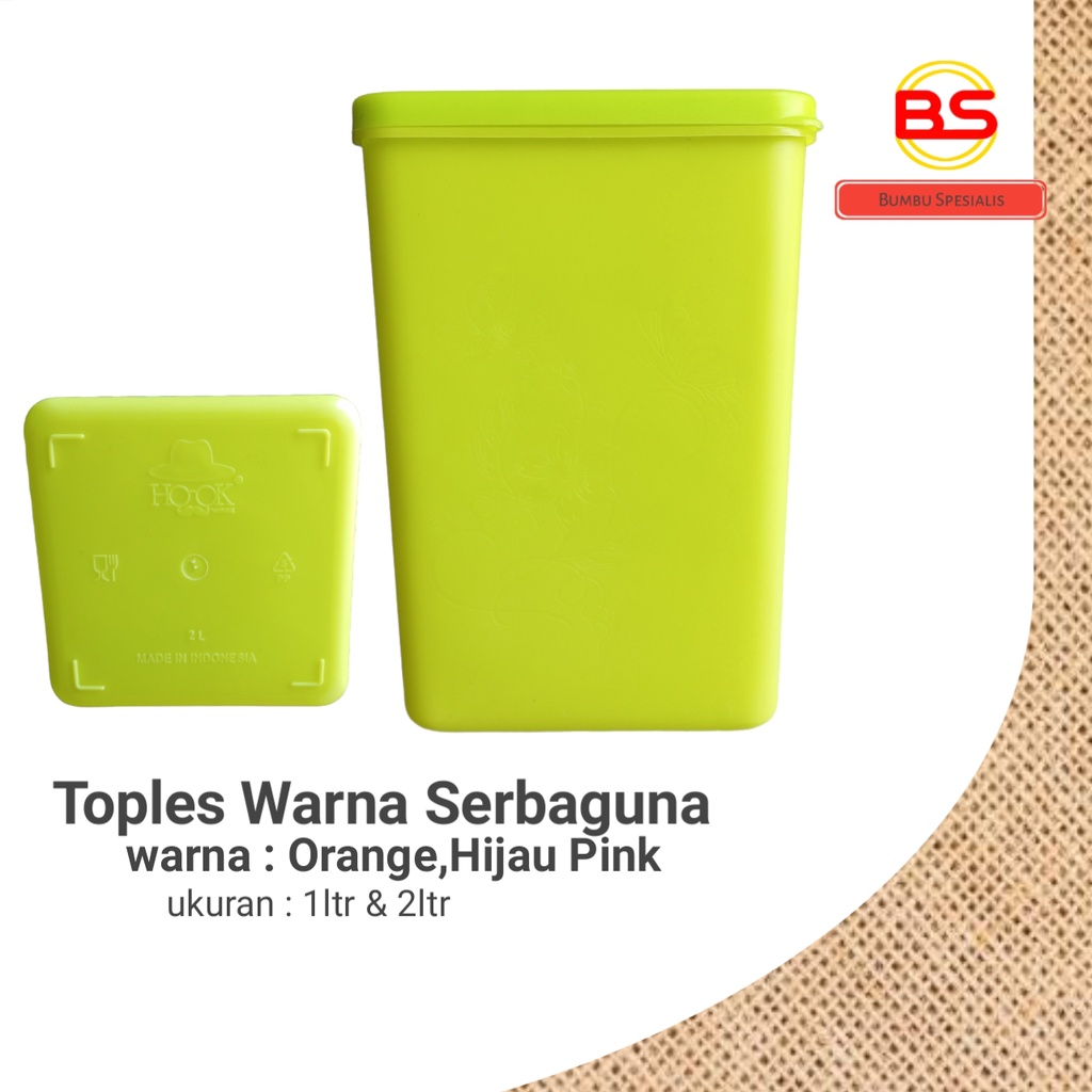 Toples Kotak / Toples Kue / Toples Persegi / Toples Serbaguna / Toples Kerupuk / Tupperware  1 Liter dan 2 Liter