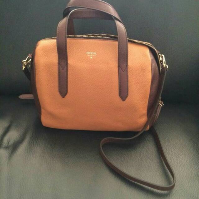 Tas fossil sydney satchel brown black original bag