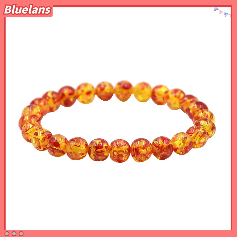 Gelang Manik-Manik Batu Amber Buatan Ukuran 8mm / 10mm Untuk Pria Dan Wanita