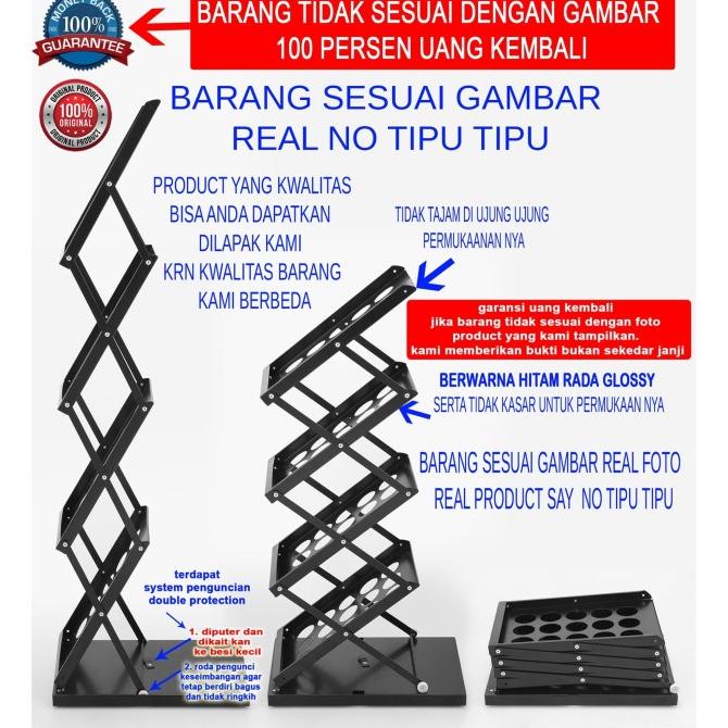 

HOT SALE rak brosur lipat 4 susun hitam