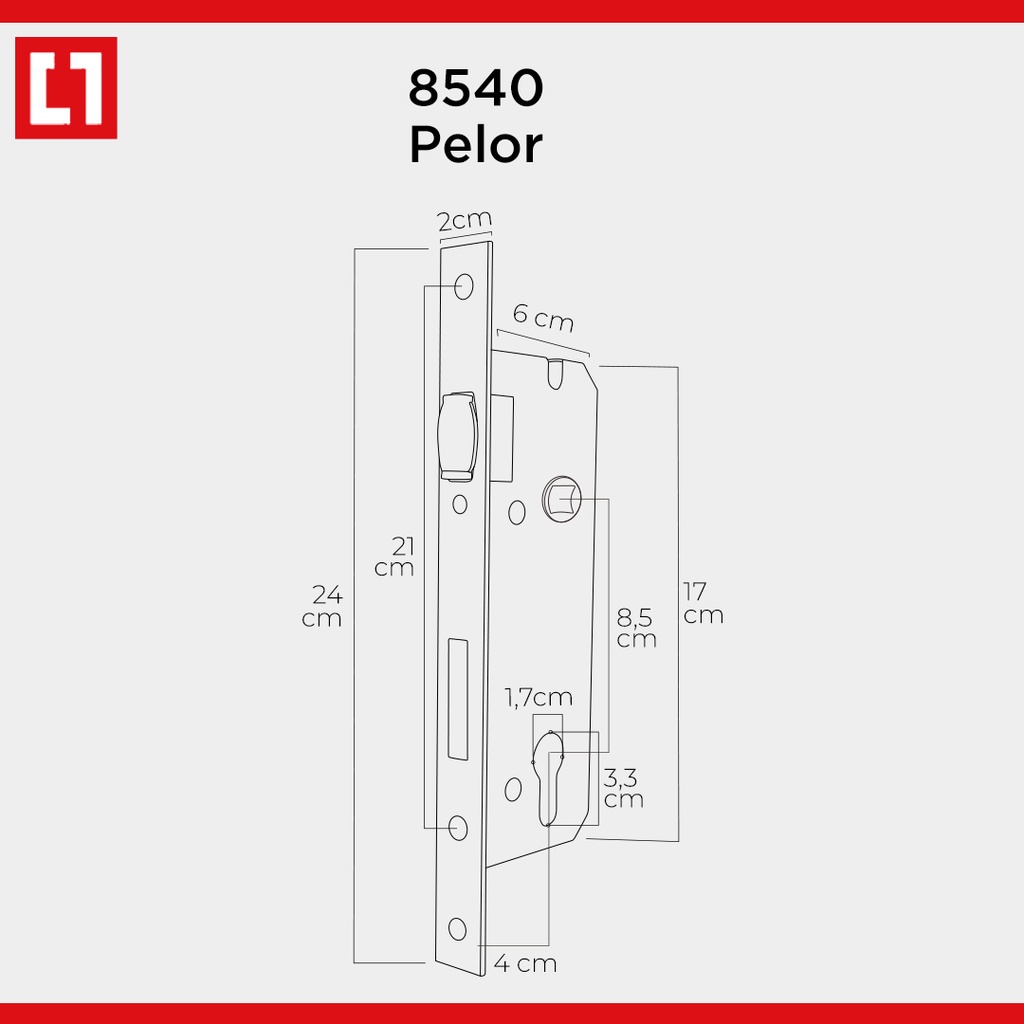 Mortise Body Lockcase Kunci Pintu 8540 Pelor Roller - Weldom