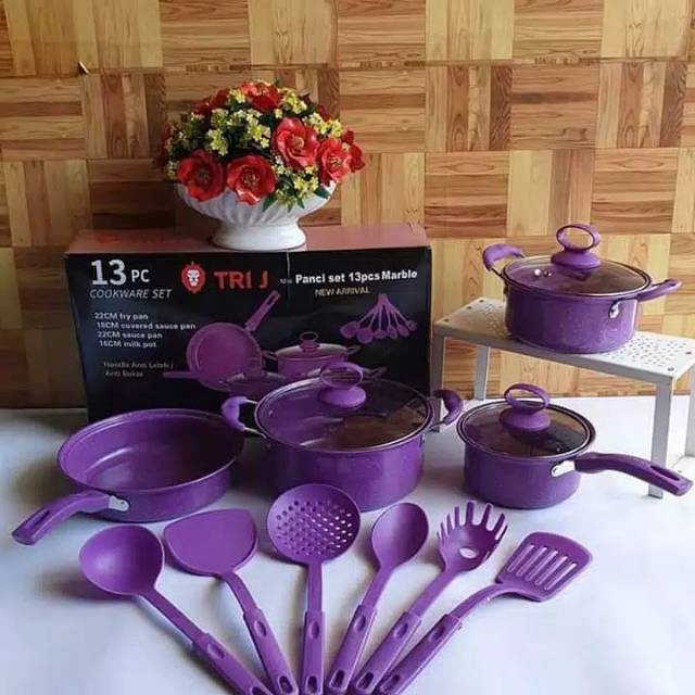 TERMURAH PANCI COOKWARE SET 13pcs / Panci 13 set Paket Peralatan Masak Dapur Tutup Kaca anti panas anti lengket bisa cod