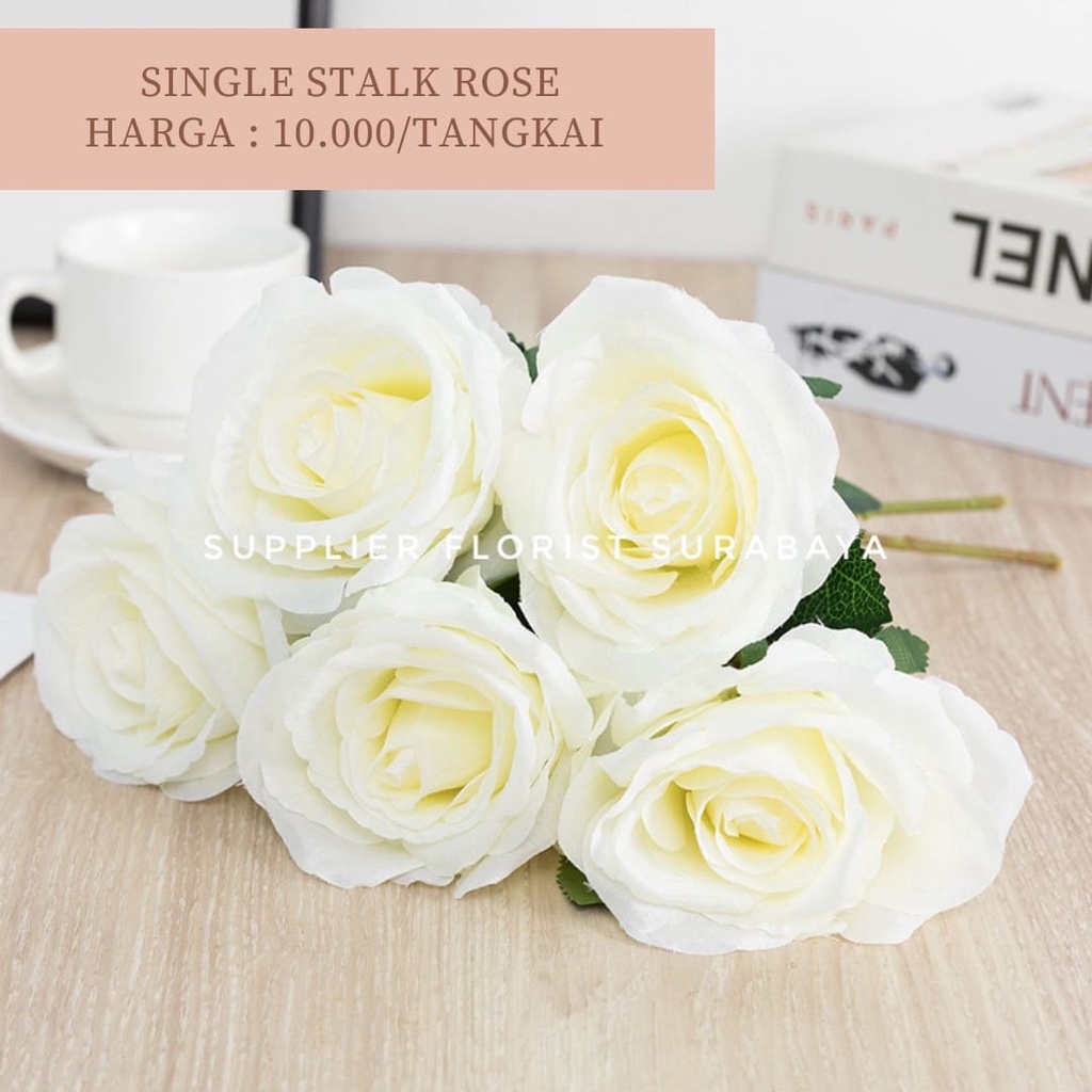 SINGLE STALK ROSE BUNGA PALSU ARTIFICIAL FLOWER MAWAR PREMIUM