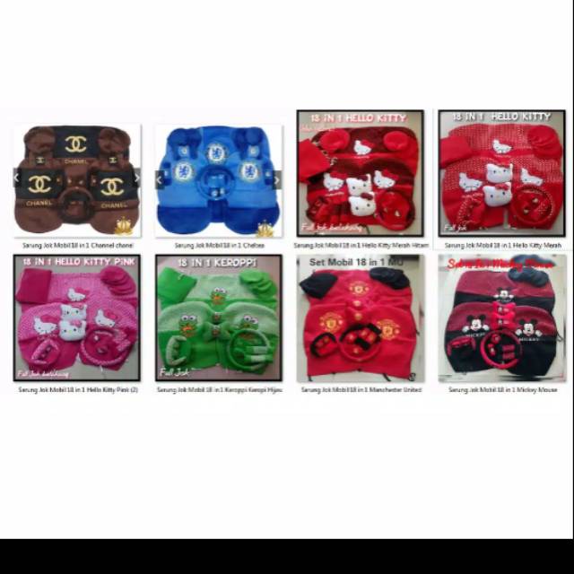Sarung jok mobil desian khusus untuk Brio karakter hello kitty mickey