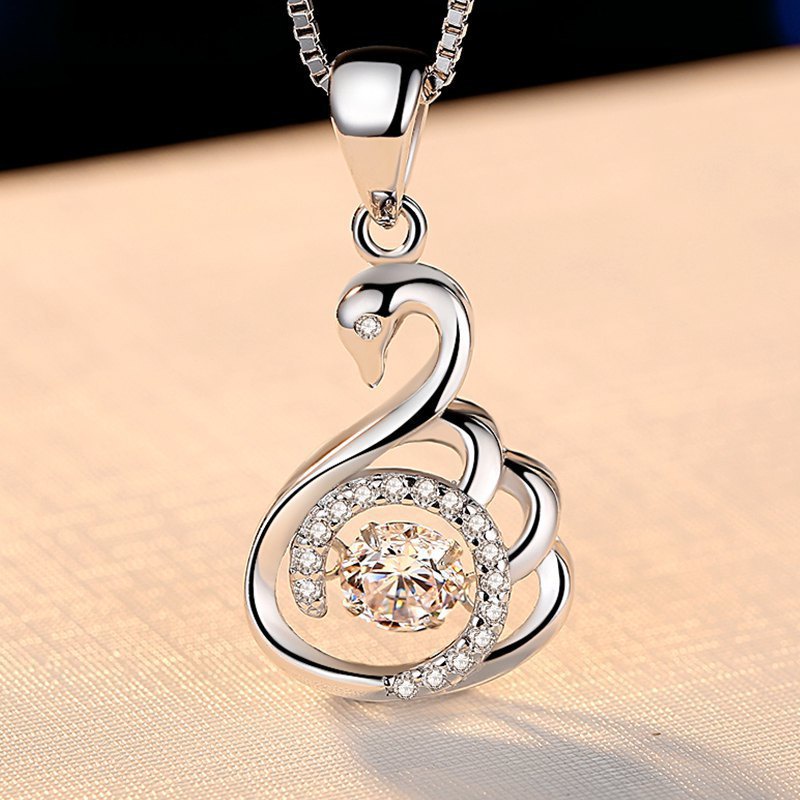 [Ready Stock]Fashion 18K Rose Gold Plated Simple Swan Pendant Necklace