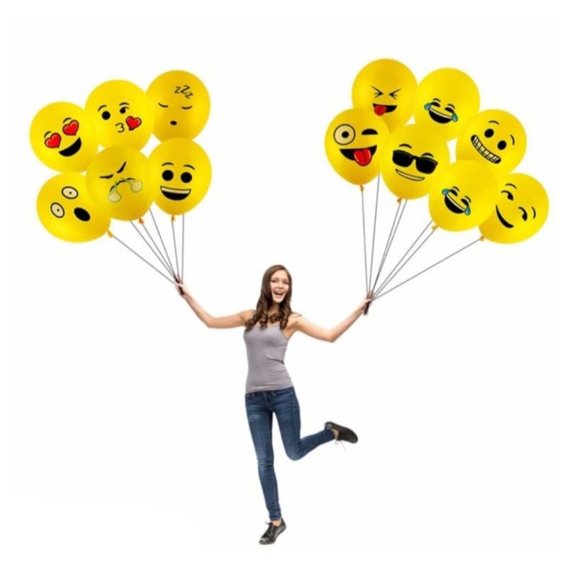 Image of (5pcs) Balon Latex Motif Happy Birthday dan Emoticon 12 inchi #4