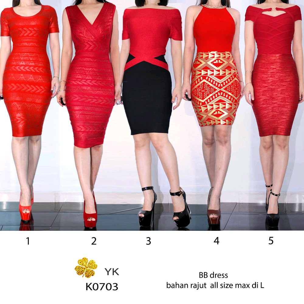 Termurah  YKBBdress 0703 BB dress minidress midi dress dress bodycon dress sexy warna merah