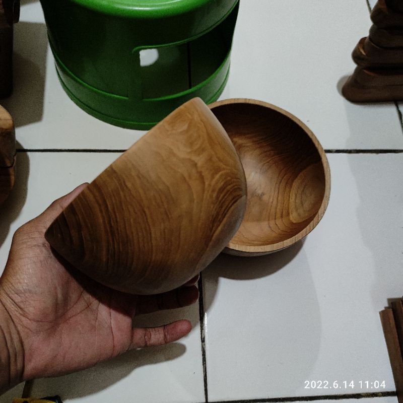 mangkok kerang kayu jati 15cm