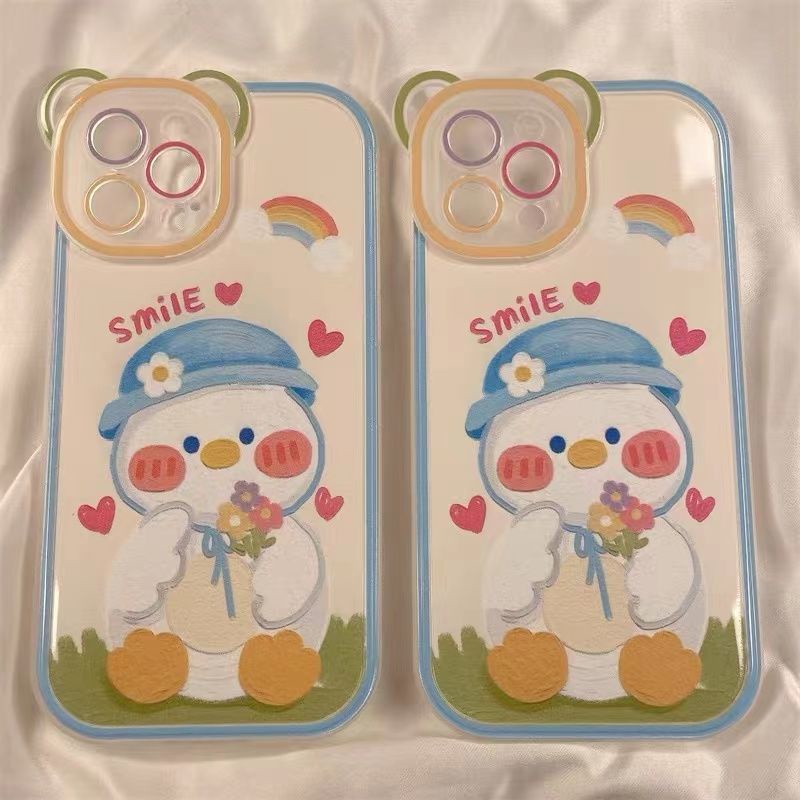 Soft Case Silikon TPU Transparan Motif Bebek Untuk IPhone 13 12 11 Pro X XR XS MAX 6 6S 7 8 Plus