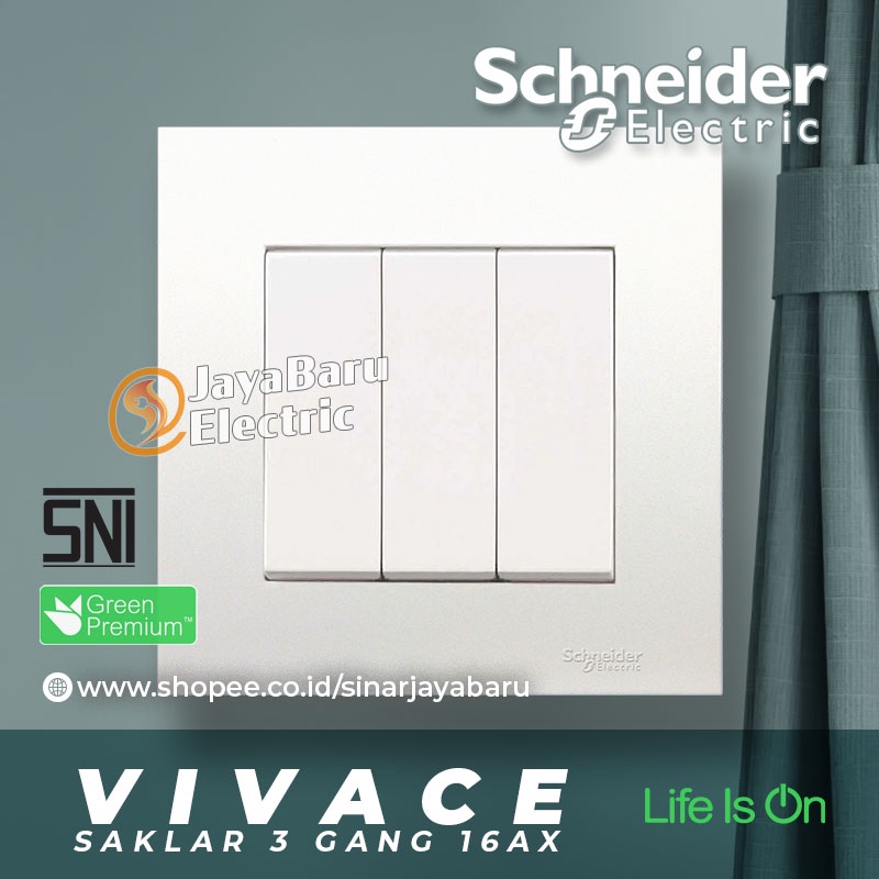 Saklar SCHNEIDER VIVACE 3Gang 3 Gang 1 Arah Hotel