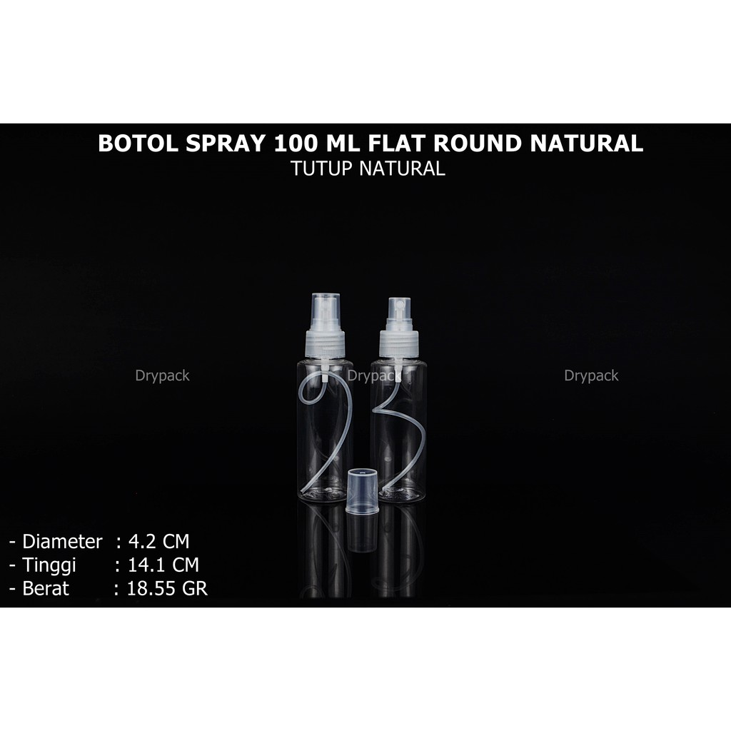 Botol spray 100 ml Flat Natural tutup Natural