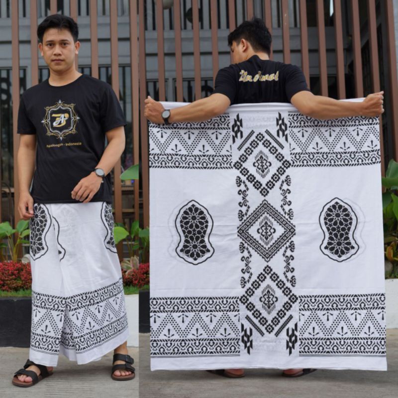 Sarung Batik Printing Pria Dewasa Motif Trompah putih | Sarung Batik Pria Dewasa | Sarung Batik Peka