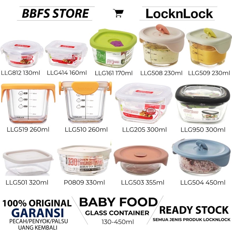 Lock n Lock Baby Food Container MPASI Meal Container 170ml 230ml 355ml Oven Glass 1pcs SATUAN